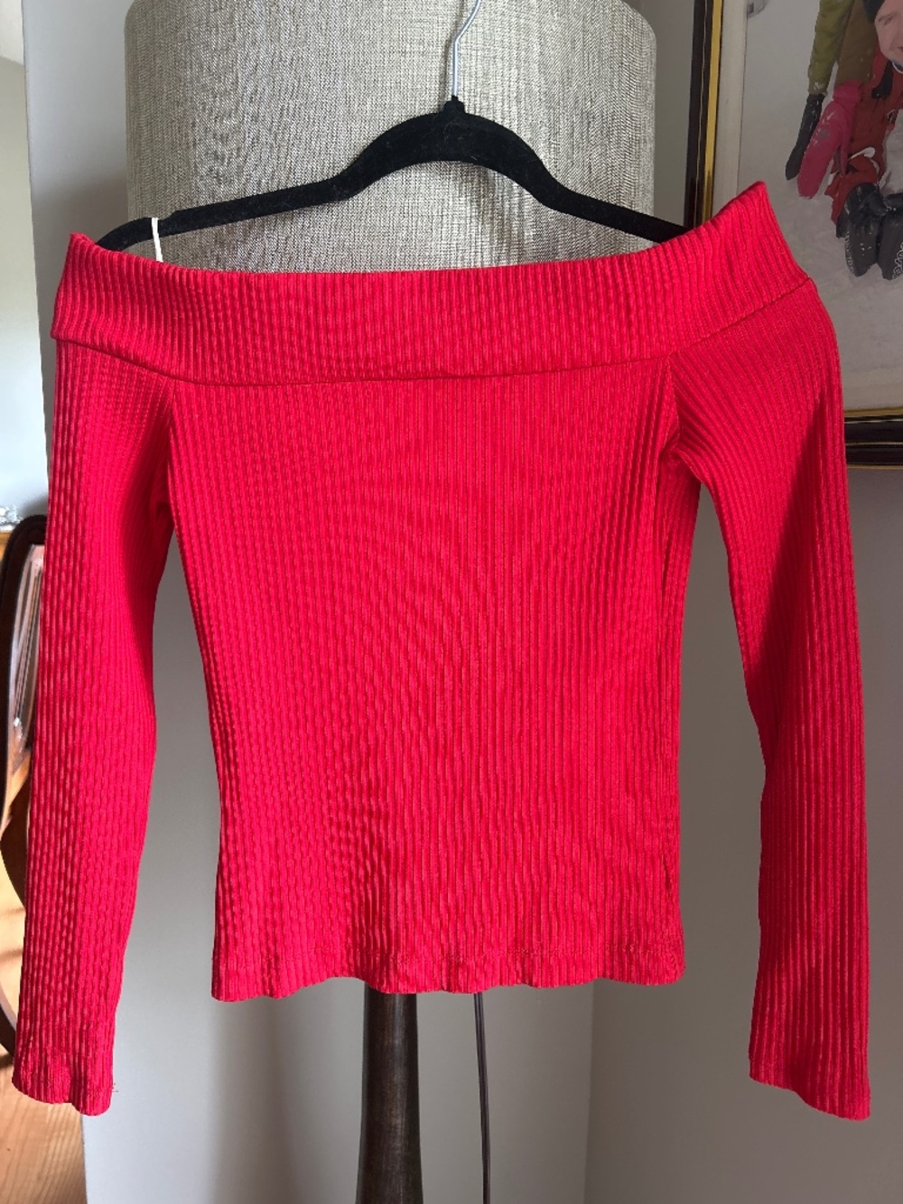 Red off the shoulder long sleeve